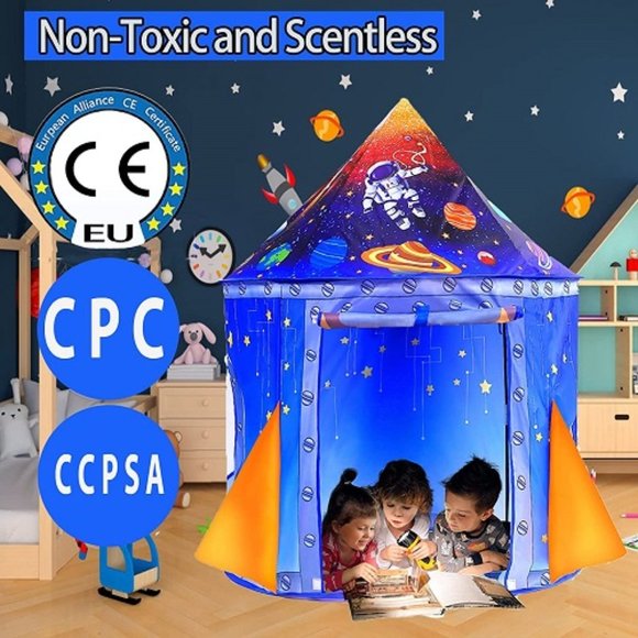 ROCKET SHIP PLAYHOUSE TENT Spaceship Boy Girl Toddler Kid 2+ Gift Astronaut NEW - Picture 4 of 6